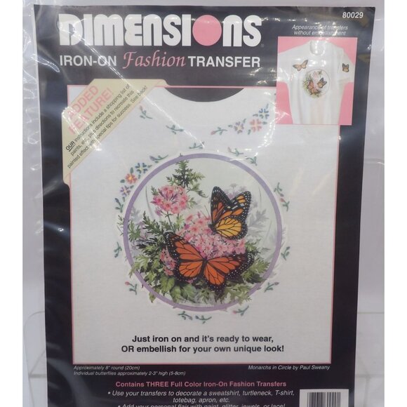 Dimensions Iron-On Fashion Transfer - Monarchs In Circle By Paul Swaney - Picture 1 of 1